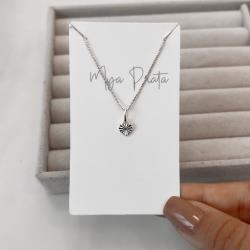 Colar pingente coração com vinco 7mm 40cm