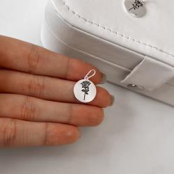 Pingente medalha rosa resina 15mm