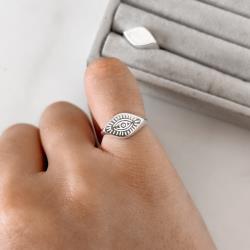 Anel olho grego navete desenhado dedinho