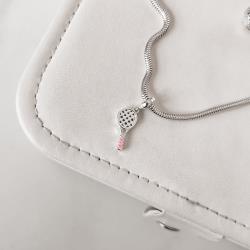 Berloque pingente raquete resina rosa 16mm