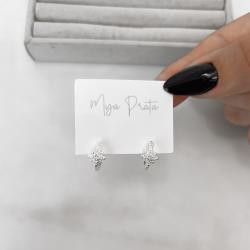 Argola click estrela 8 pontas cravejada 13mm