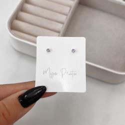 Brinco zircônia redonda lilás 3mm