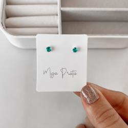 Brinco zircônia redonda turquesa leitoso 4mm