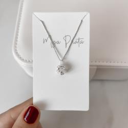 Colar pingente flor cravejada cristal 10mm 45cm