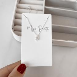 Colar pingente letra S cravejada 6mm 40cm