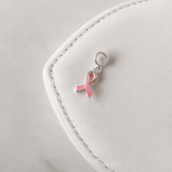 Berloque pingente laço outubro rosa 15mm resina