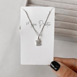 Colar pingente cachorro cravejado 9mm 45cm