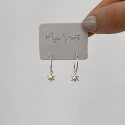 Argola redonda rebitada 16mm pingente pérola