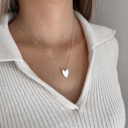 Colar coração longo passante 15mm 45cm