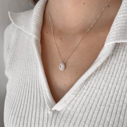 Colar gota cravejada caixa alta 12mm 45cm