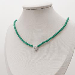 Colar cristal acqua 3.5mm pingente zircônia coração cravejado 9mm 40+5cm