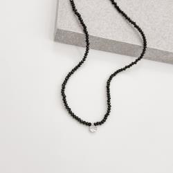 Colar cristal ônix 3mm pingente zircônia 6mm 40+5cm