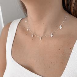 Colar pingentes gotas cravejadas 7mm 40+5cm