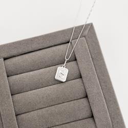 Colar pingente placa letra S 12mm 45cm