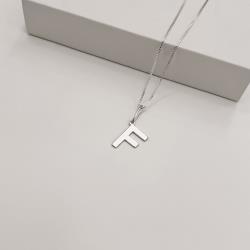 Colar pingente letra F 45cm
