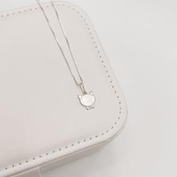 Colar pingente gato detalhe zircônia 11mm 45cm