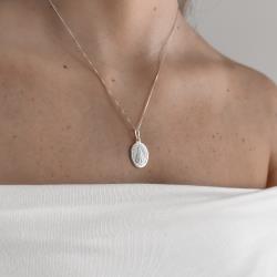 Colar pingente medalha Nsa. Sra. Aparecida 20mm 45cm