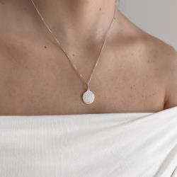 Colar pingente medalha Ave Maria 15mm 45cm