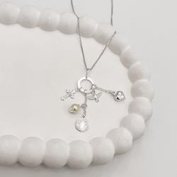 Colar pingente círculo vazado com patuá religioso 45cm