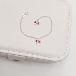 Pulseira infantil pingentes laço resina 8mm 