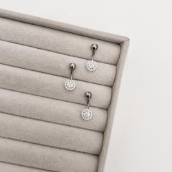 Piercing haste zircônia e flor com círculo cravejado 8mm umbigo