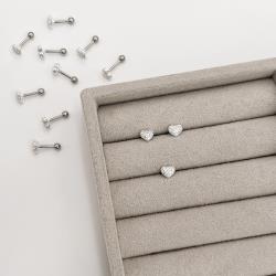 Piercing haste coração todo cravejado 6mm