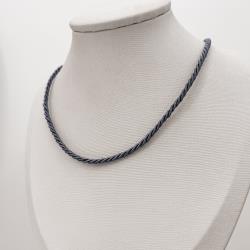 Choker cordão trançado cinza 2mm 40+5cm