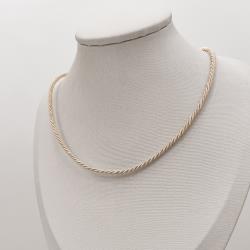 Choker cordão trançado marfim 2mm 40+5cm