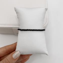 Pulseira cordão trançado preto 2mm 16cm com alongadora