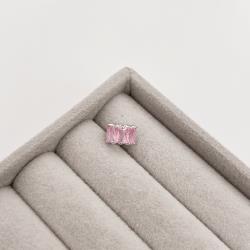 Berloque separador zircônias retangulares rosa 9mm