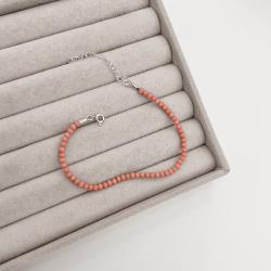 Pulseira cristal salmão fosco claro 3mm 16cm com alongadora