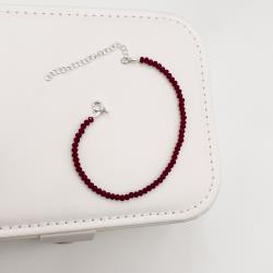 Pulseira cristal marsala 3mm 16cm com alongadora