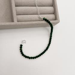 Pulseira cristal verde escuro 4mm 16cm com alongadora