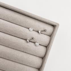 Piercing haste coração todo cravejado 5mm