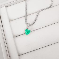 Berloque pingente zircônia coração verde fusion 8mm