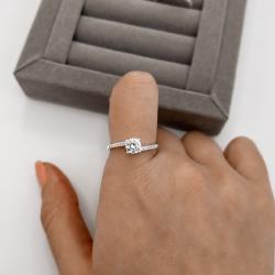 Anel solitário 6mm fio cravejado