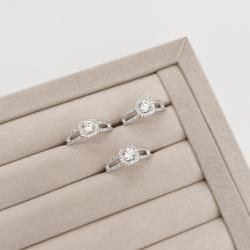 Anel zircônia redonda com fio duplo cravejado