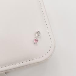 Berloque pingente zircônia coração rosa 5mm