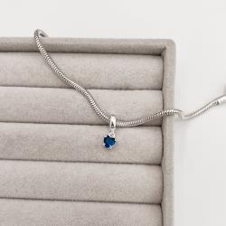 Berloque pingente zircônia coração azul bic 5mm