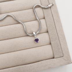 Berloque pingente zircônia coração lilás 5mm