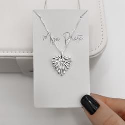 Colar pingente coração palitos com cravejado 19mm 45cm