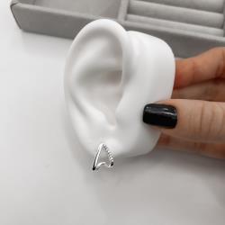 Brinco gota vazada fio liso e cravejado 14mm