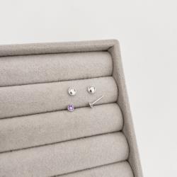 Brinco infantil zircônia 3mm lilás tarraxa baby - CI