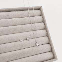 Conjunto brinco e colar zircônia coração embutida 6mm 40cm