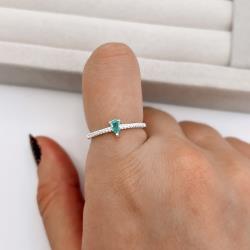 Anel meia aliança com zircônia gota acqua 5mm