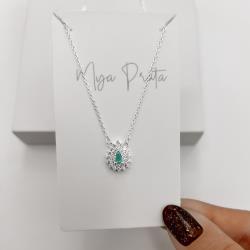 Colar entremeio zircônia gota acqua com cravejado 13mm 40+5cm