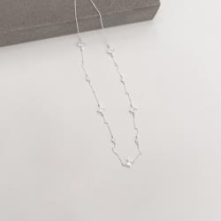 Colar entremeio zircônias redonda 3mm e losango 6mm 40+5cm