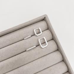 Dupla argolas click retangular cravejada 11 e 14mm