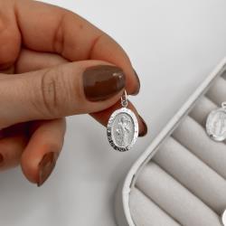 Pingente medalha dupla face São Judas Tadeu e cruz 16mm 