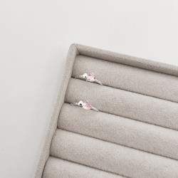 Anel zircônia coração rosa e coração